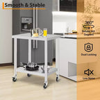 Mesa de Trabajo de Acero Inoxidable con Ruedas - Mesa de Preparación Comercial con Estante Ajustable, Capacidad de 300 lb