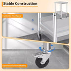 Mesa de Trabajo de Acero Inoxidable con Ruedas - Mesa de Preparación Comercial con Estante Ajustable, Capacidad de 300 lb