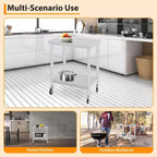 Mesa de Trabajo de Acero Inoxidable con Ruedas - Mesa de Preparación Comercial con Estante Ajustable, Capacidad de 300 lb