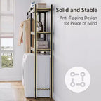 Organizador de lavandería ajustable Acekool 30 - Estante de almacenamiento de 4 niveles con ganchos de secado (gris/negro)