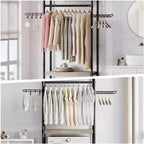 Organizador de lavandería ajustable Acekool 30 - Estante de almacenamiento de 4 niveles con ganchos de secado (gris/negro)