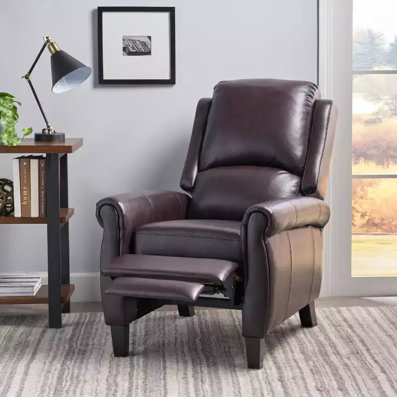 GDFStudio Pacific Sillón Reclinable Contemporáneo Tapizado con Respaldo y Patas de Madera de Abedul