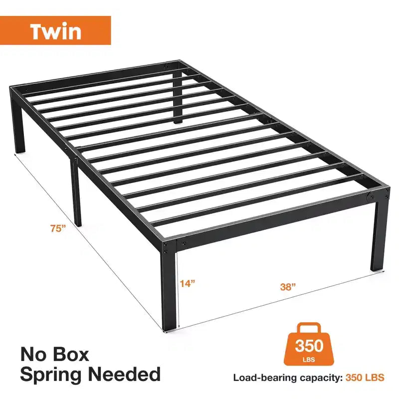 Armazón metálico resistente para cama con soporte de láminas de acero, no necesita somier, 30 cm de almacenamiento bajo la cama, montaje rápido, capacidad de 136 kg (individual)
