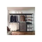 HomeStock 77.7 in.H x 111 in.W Black Wood Composite Closet System for Universal Storage with Storage Bins