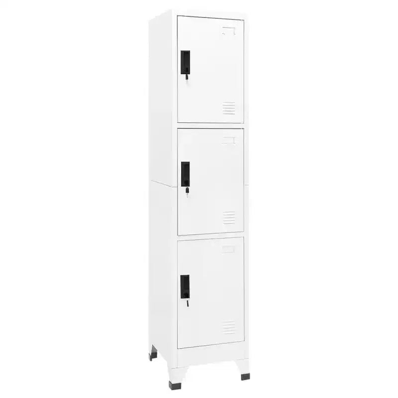vidaXL Armario de taquilla de acero blanco de 180 cm de altura Armario de taquilla