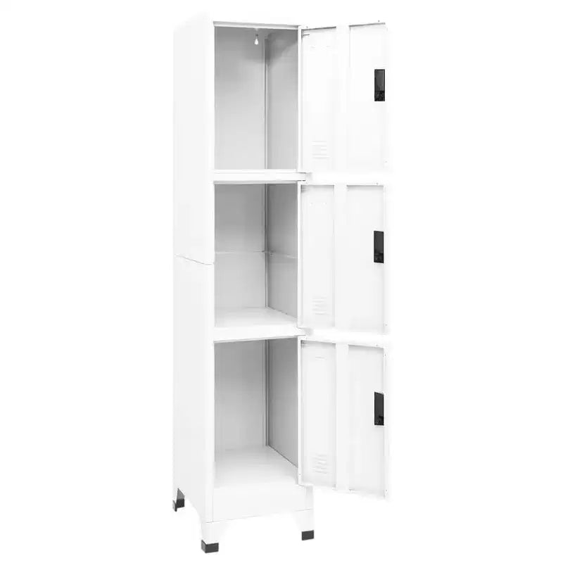 vidaXL Armario de taquilla de acero blanco de 180 cm de altura Armario de taquilla