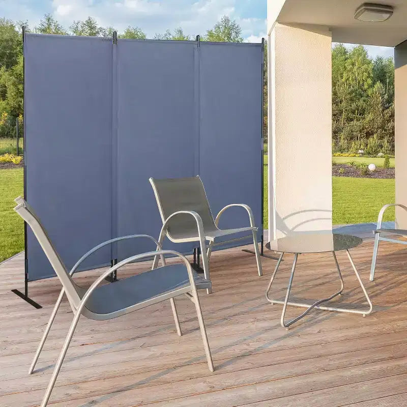 Sandinrayli 3-Panel 6ft Room Divider Folding Fabric Privacy Screen w/Iron Frame Gray