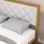 Estructura de cama de terciopelo Acekool - Cabecero acolchado y espacio de almacenamiento