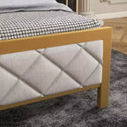 Estructura de cama de terciopelo Acekool - Cabecero acolchado y espacio de almacenamiento