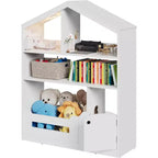 Acekool Estantería Infantil de 3 Niveles con Luz con Sensor de Movimiento, Organizador de Almacenamiento de Juguetes, Estantería de Madera con Forma de Casa para Dormitorio o Sala de Juegos, 120 cm de Alto