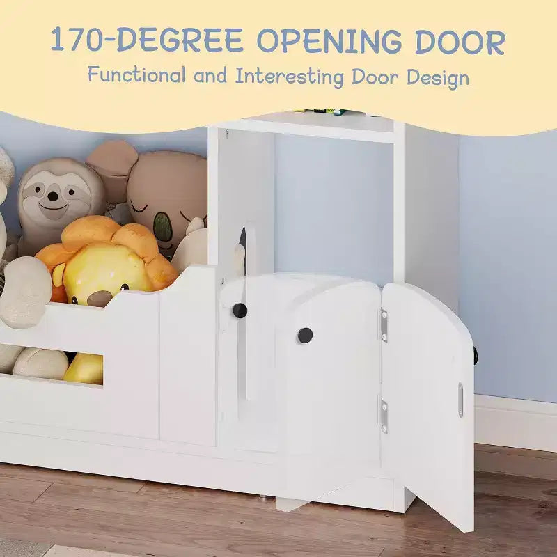 Acekool Estantería Infantil de 3 Niveles con Luz con Sensor de Movimiento, Organizador de Almacenamiento de Juguetes, Estantería de Madera con Forma de Casa para Dormitorio o Sala de Juegos, 120 cm de Alto