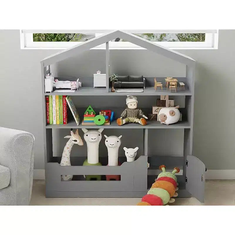 Acekool Estantería Infantil de 3 Niveles con Luz con Sensor de Movimiento, Organizador de Almacenamiento de Juguetes, Estantería de Madera con Forma de Casa para Dormitorio o Sala de Juegos, 120 cm de Alto