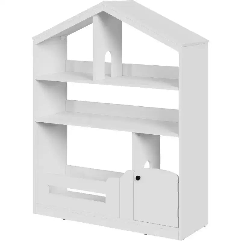 Acekool Estantería Infantil de 3 Niveles con Luz con Sensor de Movimiento, Organizador de Almacenamiento de Juguetes, Estantería de Madera con Forma de Casa para Dormitorio o Sala de Juegos, 120 cm de Alto
