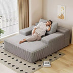 Sofá cama tapizado de gran tamaño 68 x 51, sofás de nube de felpa esponjosa de piel sintética para sala de estar, color camel