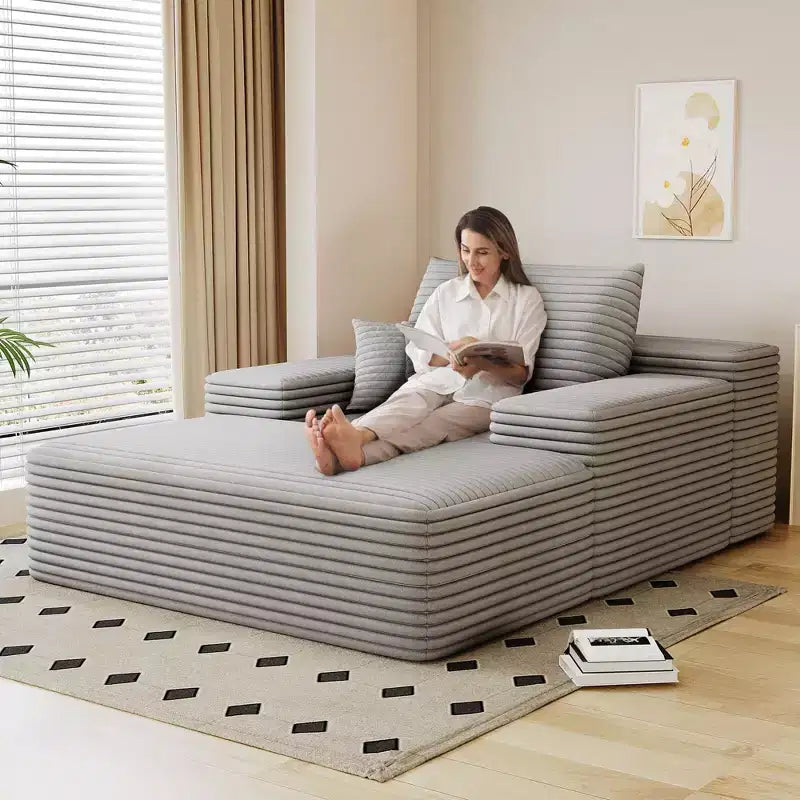 Sofá cama tapizado de gran tamaño 68 x 51, sofás de nube de felpa esponjosa de piel sintética para sala de estar, color camel