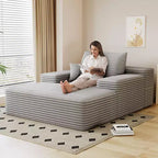 Sofá cama tapizado de gran tamaño 68 x 51, sofás de nube de felpa esponjosa de piel sintética para sala de estar, color camel
