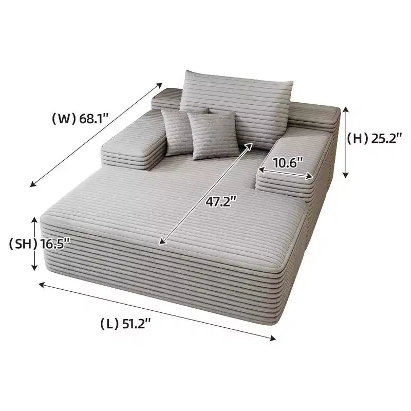 Sofá cama tapizado de gran tamaño 68 x 51, sofás de nube de felpa esponjosa de piel sintética para sala de estar, color camel