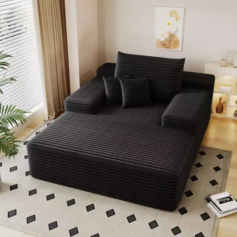 Sofá cama tapizado de gran tamaño 68 x 51, sofás de nube de felpa esponjosa de piel sintética para sala de estar, color camel
