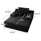 Sofá cama tapizado de gran tamaño 68 x 51, sofás de nube de felpa esponjosa de piel sintética para sala de estar, color camel