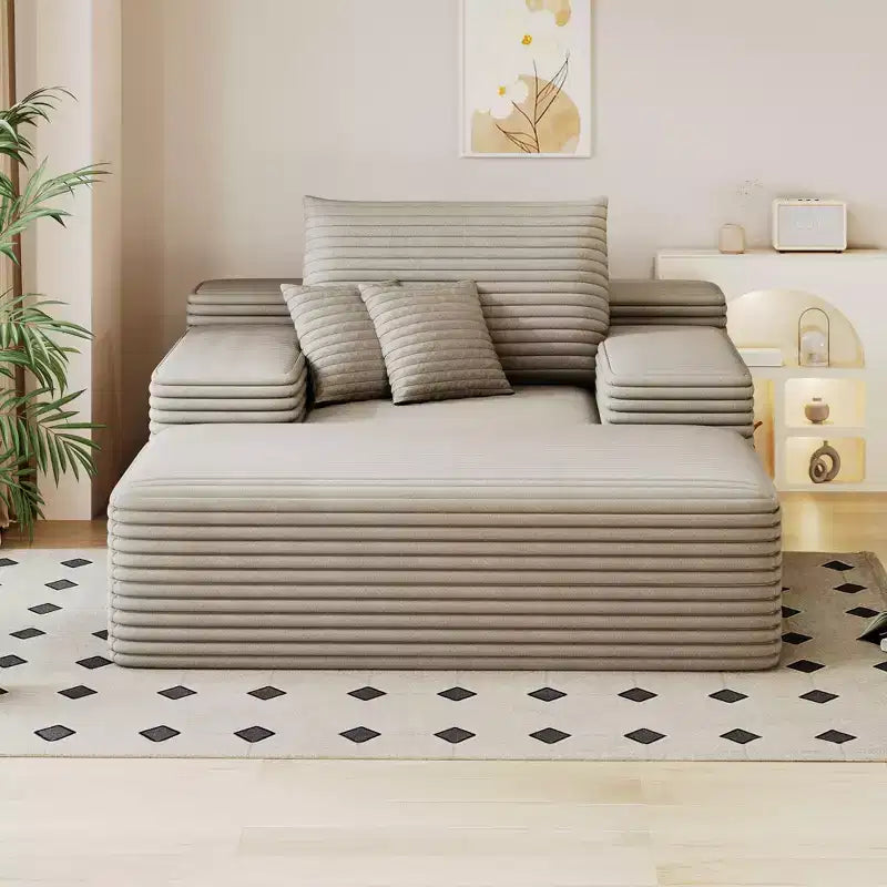 Sofá cama tapizado de gran tamaño 68 x 51, sofás de nube de felpa esponjosa de piel sintética para sala de estar, color camel