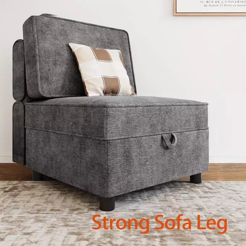 Storage Ottoman Modular Sectional Sofa Seat - 26 Grey Storage Cube for Living Room & Bedroom