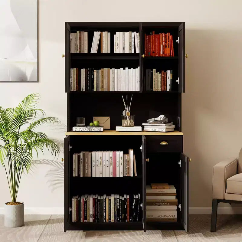 AndMakers Wood Gabinete de despensa de 39.76 pulgadas con estantes ajustables