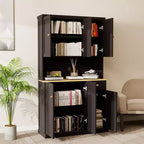 AndMakers Wood Gabinete de despensa de 39.76 pulgadas con estantes ajustables