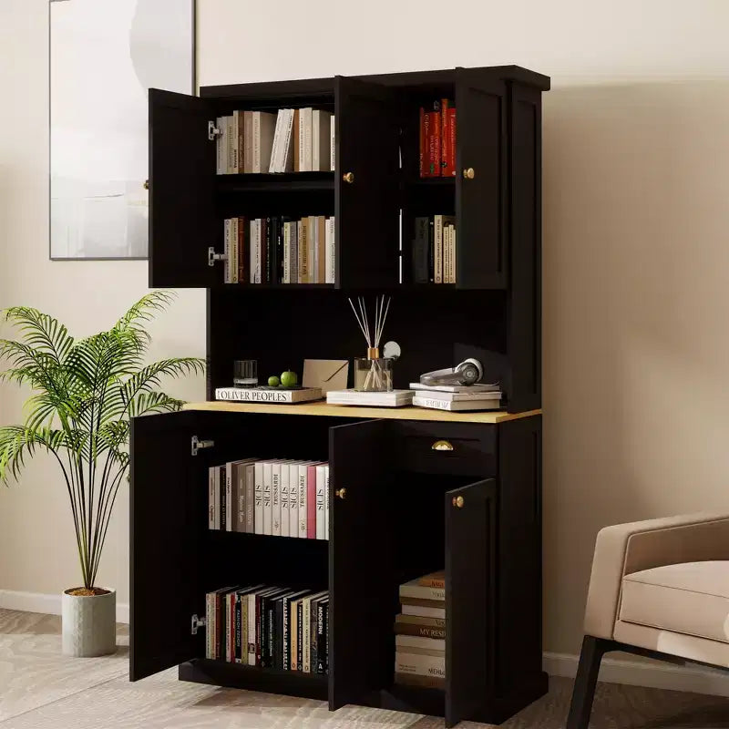 AndMakers Wood Gabinete de despensa de 39.76 pulgadas con estantes ajustables