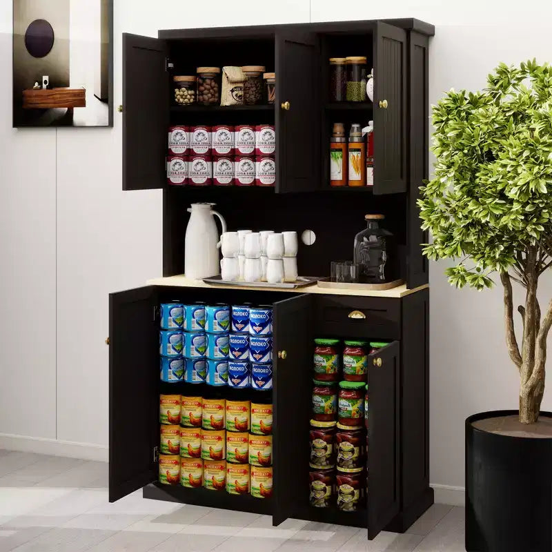 AndMakers Wood Gabinete de despensa de 39.76 pulgadas con estantes ajustables