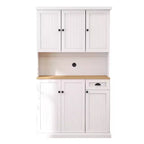 AndMakers Wood Gabinete de despensa de 39.76 pulgadas con estantes ajustables