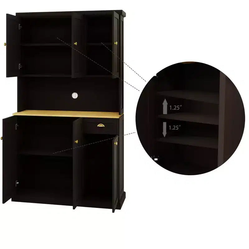 AndMakers Wood Gabinete de despensa de 39.76 pulgadas con estantes ajustables