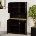 AndMakers Wood Gabinete de despensa de 39.76 pulgadas con estantes ajustables