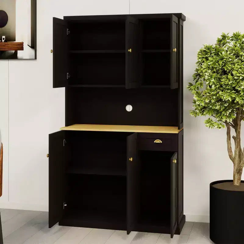 AndMakers Wood Gabinete de despensa de 39.76 pulgadas con estantes ajustables