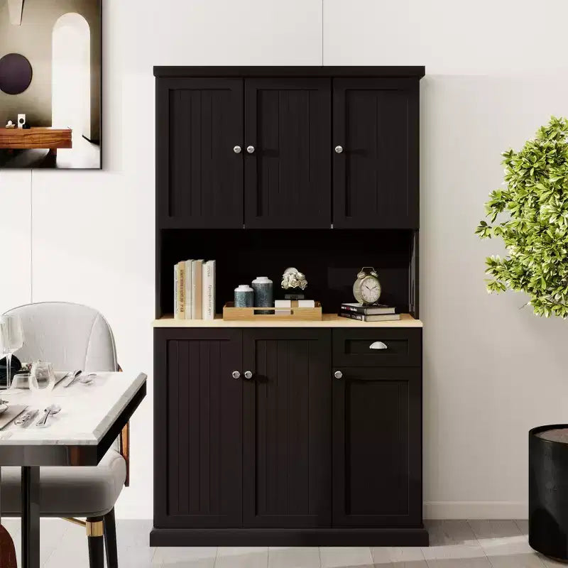 AndMakers Wood Gabinete de despensa de 39.76 pulgadas con estantes ajustables