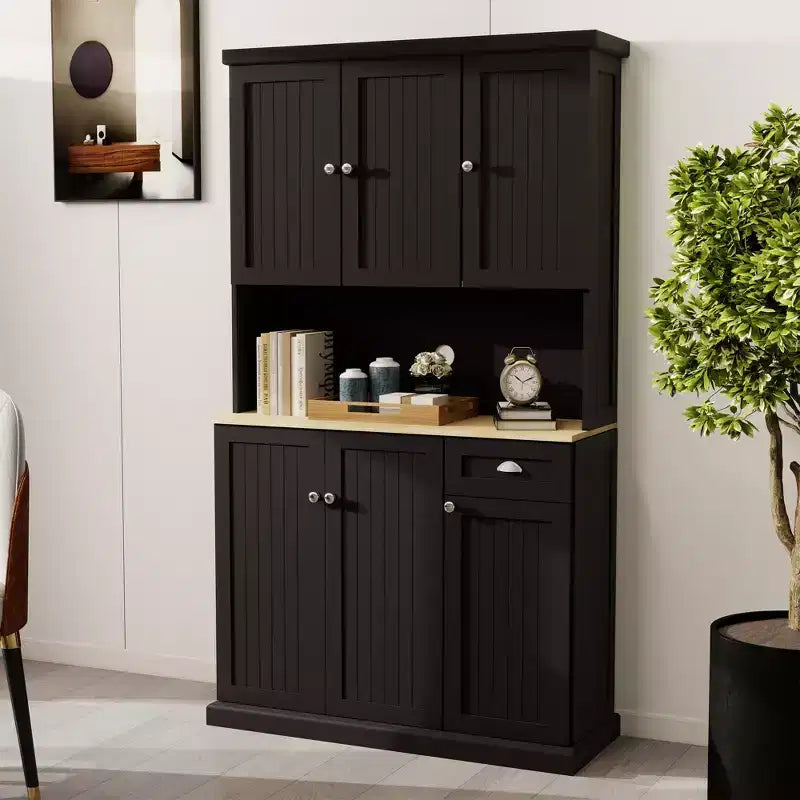 AndMakers Wood Gabinete de despensa de 39.76 pulgadas con estantes ajustables
