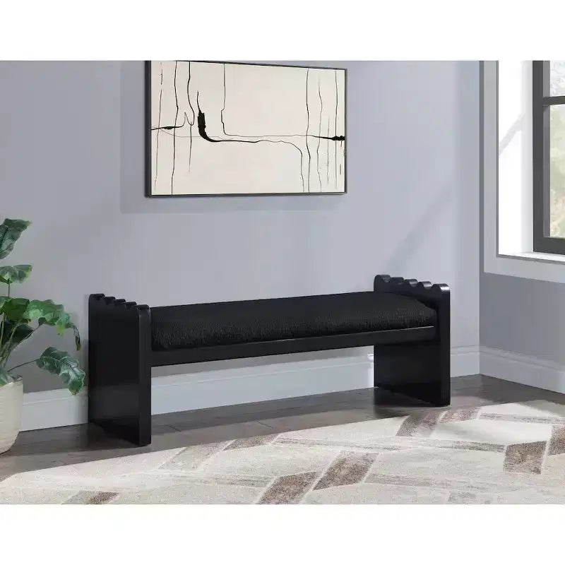 Meridian Furniture, Banco de terciopelo y piel sintética Sonia