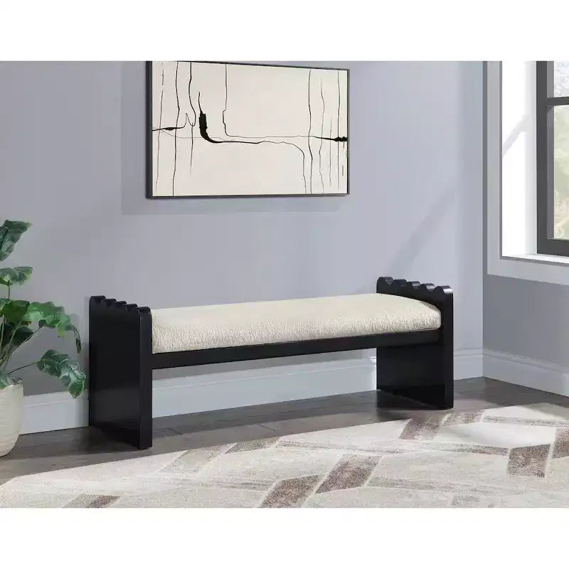 Meridian Furniture, Banco de terciopelo y piel sintética Sonia