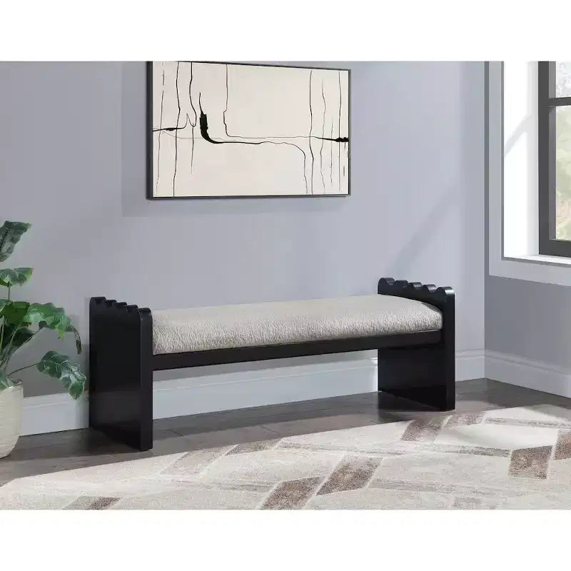 Meridian Furniture, Banco de terciopelo y piel sintética Sonia