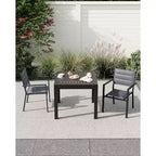 GustoWave Juego de 4 sillones apilables, sillas de comedor de aluminio para exterior con asientos acolchados gruesos, sillas de jardín apilables con reposabrazos