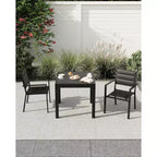 GustoWave Juego de 4 sillones apilables, sillas de comedor de aluminio para exterior con asientos acolchados gruesos, sillas de jardín apilables con reposabrazos