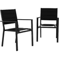 GustoWave 4-Pack Stackable Armchairs, Aluminum Outdoor Dining Chairs with Thick Padded Seats, Garden Stacking Chairs with Armrests
