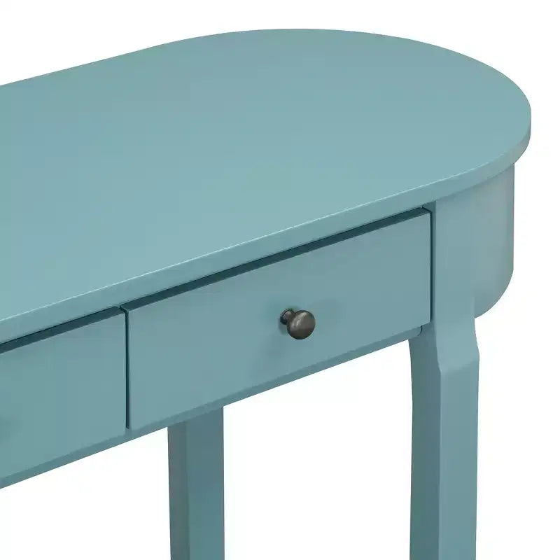 Mesa de consola retro MAYEERTY con diseño curvo y esmalte liso para entradas, salas de estar, pasillos, verde turquesa