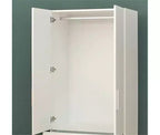 Armario de madera de dos puertas HomeStock Emma con dos cajones y barras para colgar en blanco