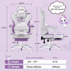 Silla Gaming Hoffree Rosa Linda Ergonómica para Niñas con Reposapiés y Masaje Lumbar