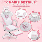 Silla Gaming Hoffree Rosa Linda Ergonómica para Niñas con Reposapiés y Masaje Lumbar