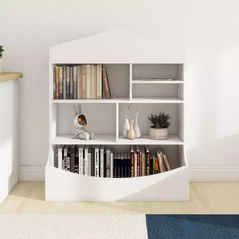 Estantería para libros infantiles y organizador de juguetes, estantería versátil para casa de juegos de niños pequeños, estante para sala de juegos, guardería, habitación de niños, blanco
