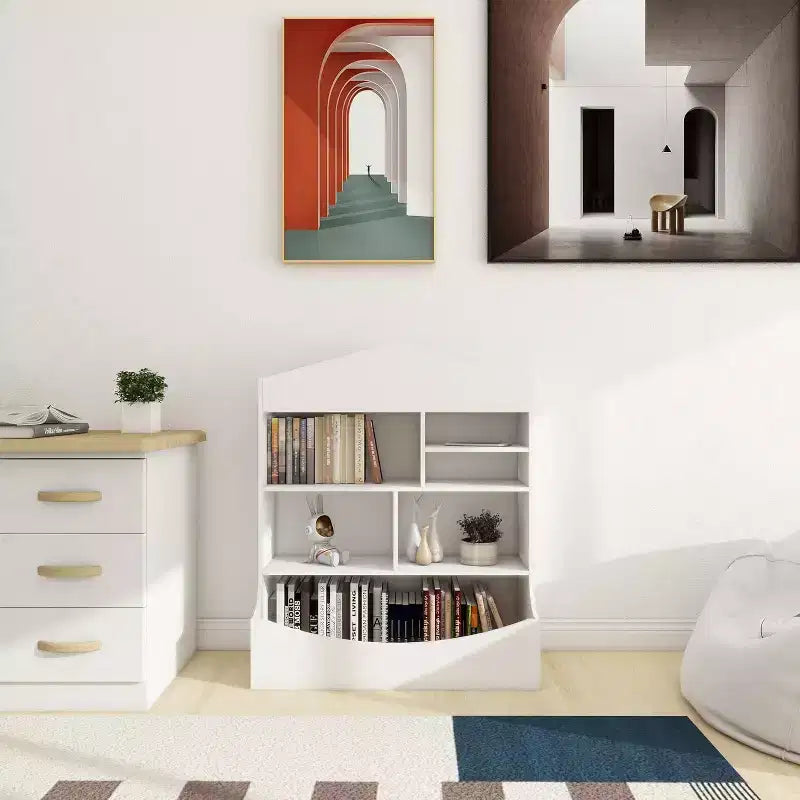 Estantería para libros infantiles y organizador de juguetes, estantería versátil para casa de juegos de niños pequeños, estante para sala de juegos, guardería, habitación de niños, blanco