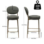 MAYEERTY Juego de 2 taburetes de bar tapizados de 74 cm, taburetes de comedor de piel sintética con patas doradas, sillas redondas modernas verdes para cocina