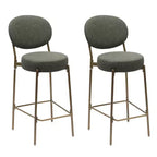MAYEERTY Juego de 2 taburetes de bar tapizados de 74 cm, taburetes de comedor de piel sintética con patas doradas, sillas redondas modernas verdes para cocina