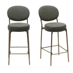 MAYEERTY Juego de 2 taburetes de bar tapizados de 74 cm, taburetes de comedor de piel sintética con patas doradas, sillas redondas modernas verdes para cocina